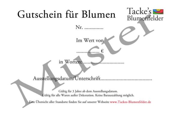 Tacke's Blumenfelder - Geschenkgutschein / Gutschein